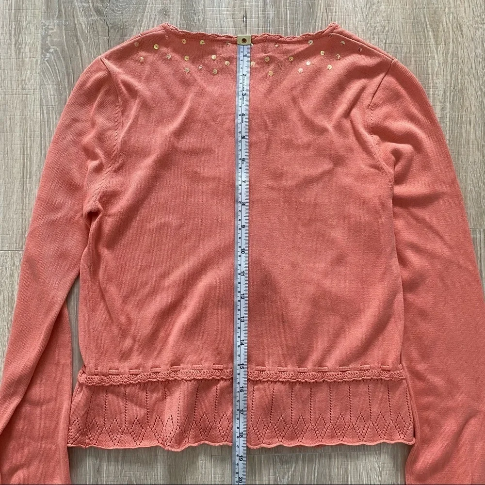 ⭐️3/$25 Bobby Chan Coral Silk Blend Cardigan Sz S - Picture 7 of 7